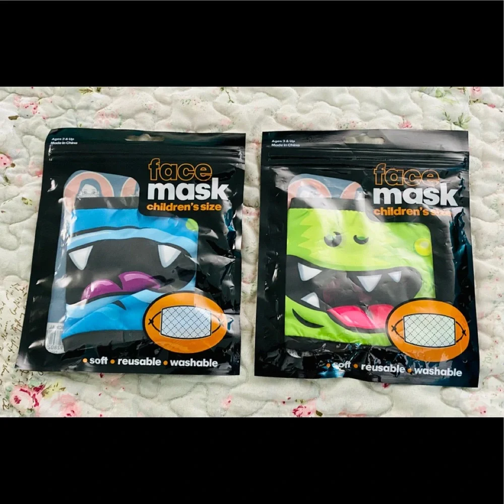 Children’s One Size Monster Face Mask Set Of 2 NWT
